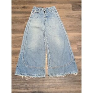 Vintage Kik Girl Wide Leg Jeans Light Wash Baggy Rave Denim 90s Y2K Size‎ 3
